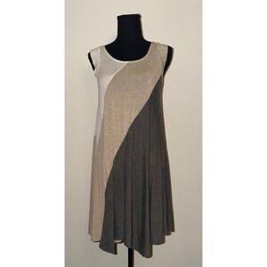 Boho Chic Weston Neutral Colorblock Sleeveless‎ Swing Dress Size Small